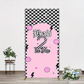 Aperturee - Aperturee Plaid Bad 2 The Bone Pink Birthday Rectangle Backdrop